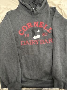 Cornell University Vintage Dairy Bar Unisex Hoodie with Drawstring Hood Large